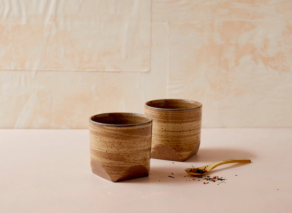 Wheat Faceted Rock Cup