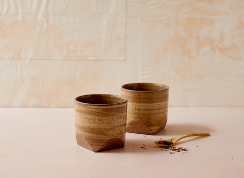 Wheat Faceted Rock Cup