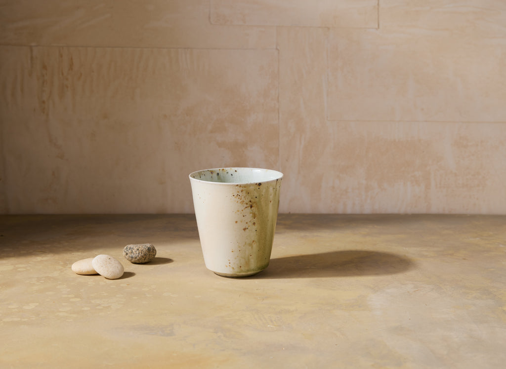 Kazegama-Fired Porcelain Cup, Celadon Glaze, no. 4