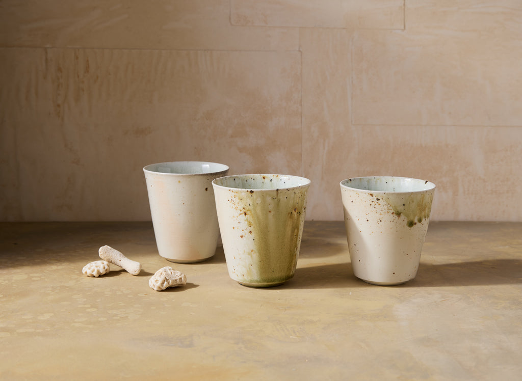 Kazegama-Fired Porcelain Cup, Celadon Glaze, no. 4