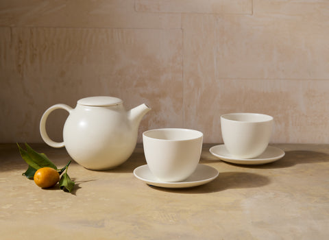Pebble Tea Set, Cream
